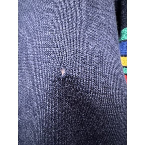 Vintage Bogner Navy Blue Rainbow Schurwool Pullover Ski Sweater Retro READ - Picture 9 of 13